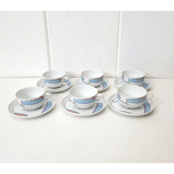 Rosenthal Germany New Wave Studio-Line Cups and Saucers Set of Six